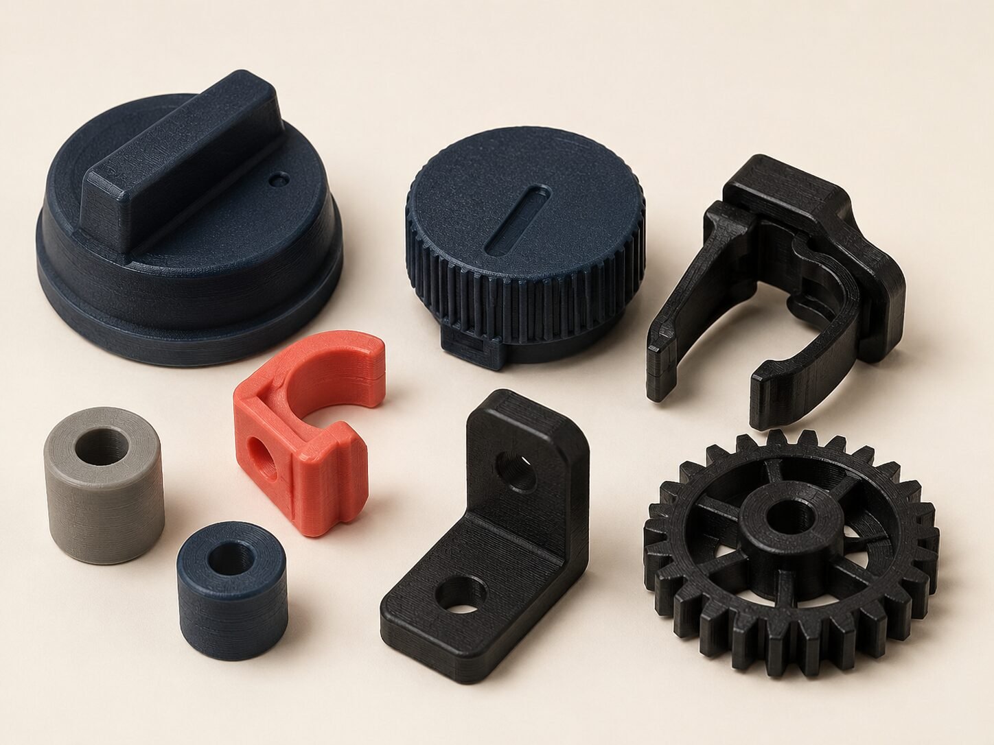 3D printed replacement knobs, gear, bracket and clips
